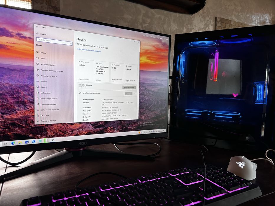 Setup pc gaming 3060 12gb ,monitor Aoc