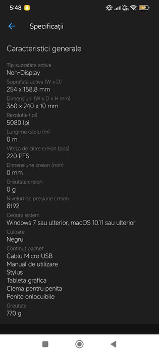 Tableta grafică Huion Inspiroy H1060P