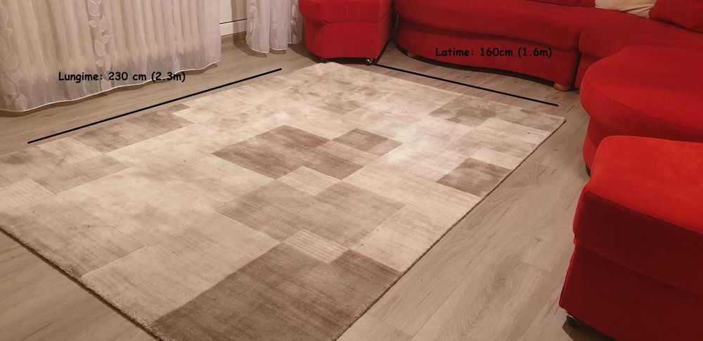 Covor gri-crem 230cm x 160cm