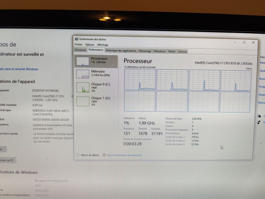 PC Dell Precision T1500 Intel core I7 870 la 2.9 Ghz