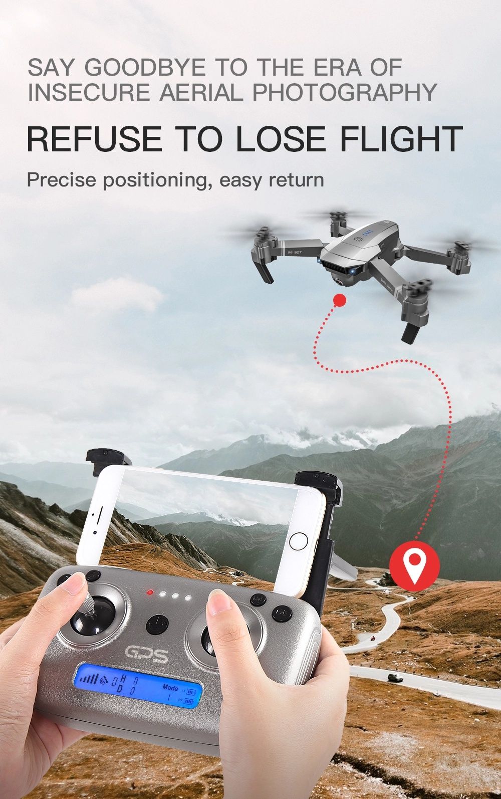 Dronă profesionala 4K cu Gps,Follow Me, anti lost,return, air gesture