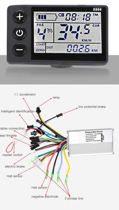 set display cu acceleratie,controler si frana electrica 24V/36V 350W