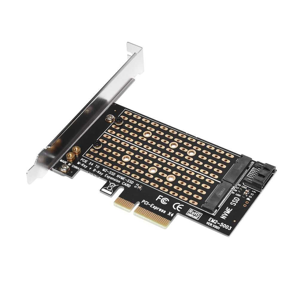 Адаптер M2 SSD NVMe+SATA (M-key+B-key) to PCI Express 3.0 4x adapter