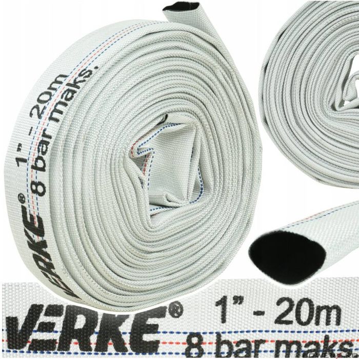 Furtun apa 1"20 metri, tip pompieri, cauciucat, 8 bari, Verke