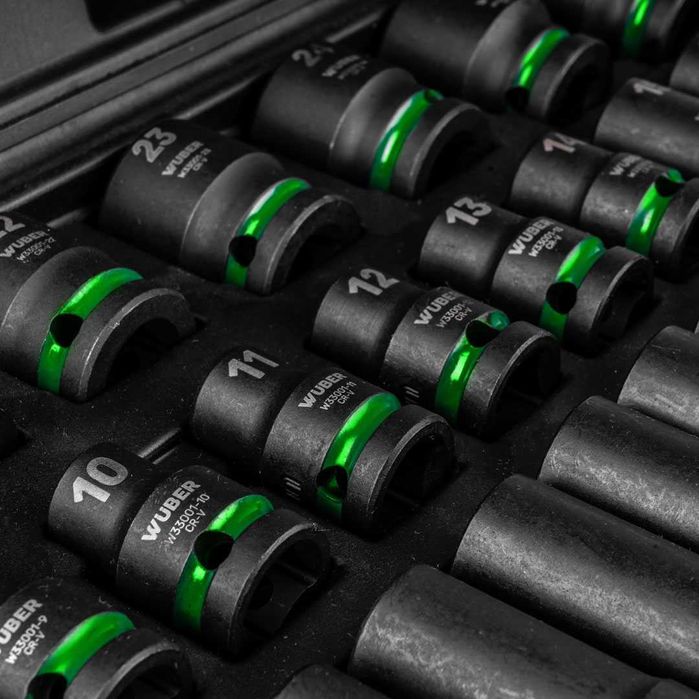 Set chei tubulare impact 1/2” Wuber, 35 piese