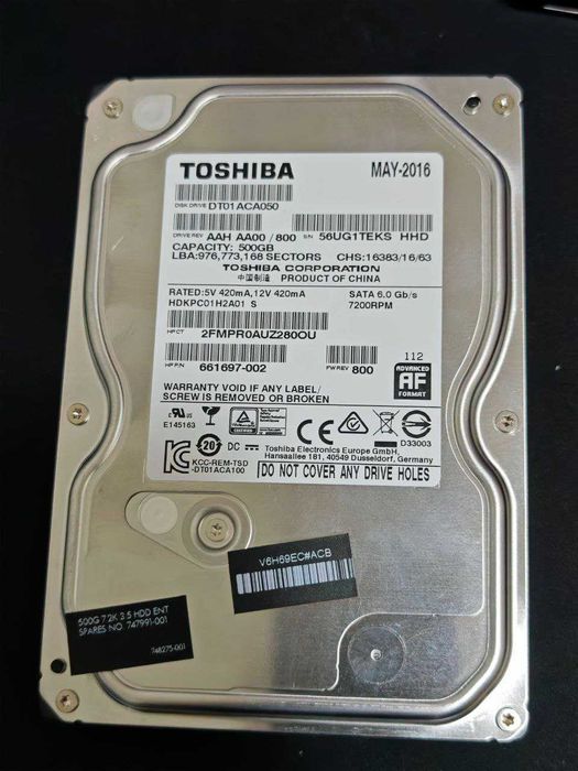 Продаю HDD TOSHIBA 500GB (DT01ACA050)
