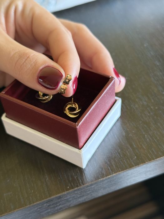Cercei aur galben si alb 18k