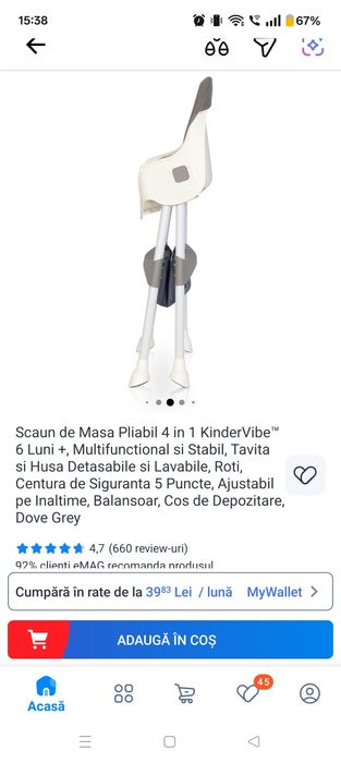 Scaun de masa pentru copii, Multifunctional si Stabil, Tavita si Husa