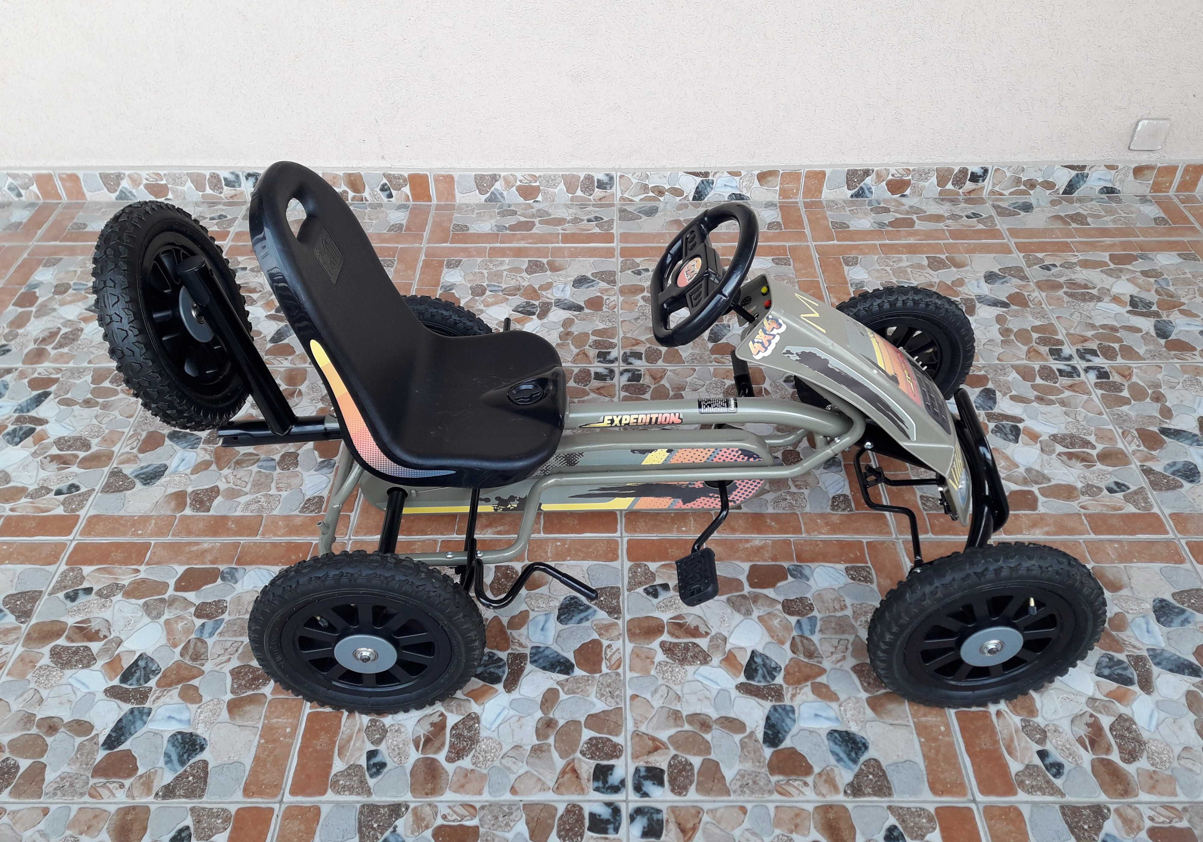 Cart (kart) cu pedale copii Exit Spider Expedition, becuri LED - verde