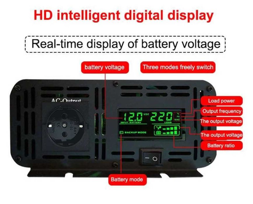 Чист синусоидален инвертор 4000W DC 12V/24V към AC 220V