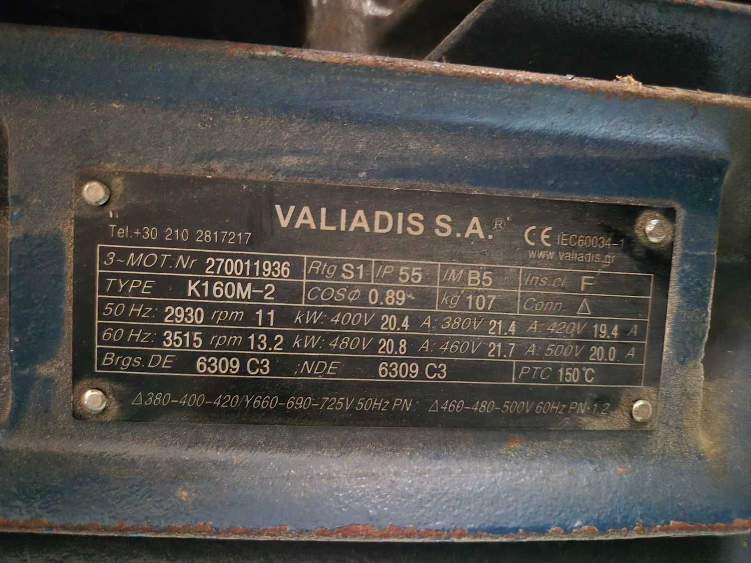 VALIADIS Трифазен асинхронен електродвигател 11 kW / K160M-2, 3000 об.