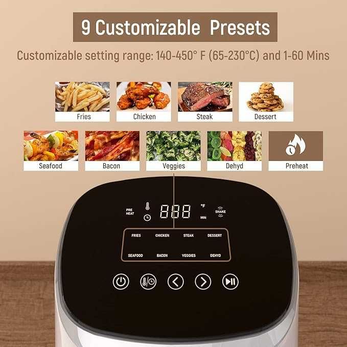 FABULETTA Air Fryers 4L, 1680W, 9 програми, цифров дисплей, ПРОМОЦИЯ