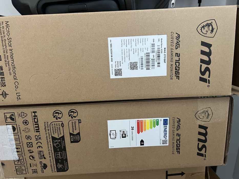 2 x Monitor Gaming MSI MAG 27CQ6F  + Stand dual