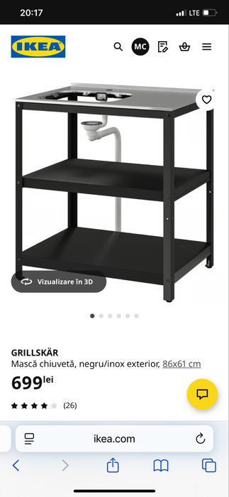Corp bucatarie exterior cu chiuveta ikea
