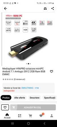 Mediaplayer H96PRO octacore miniPC Andoid 7.1 Amlogic S912 2GB Ram 8GB