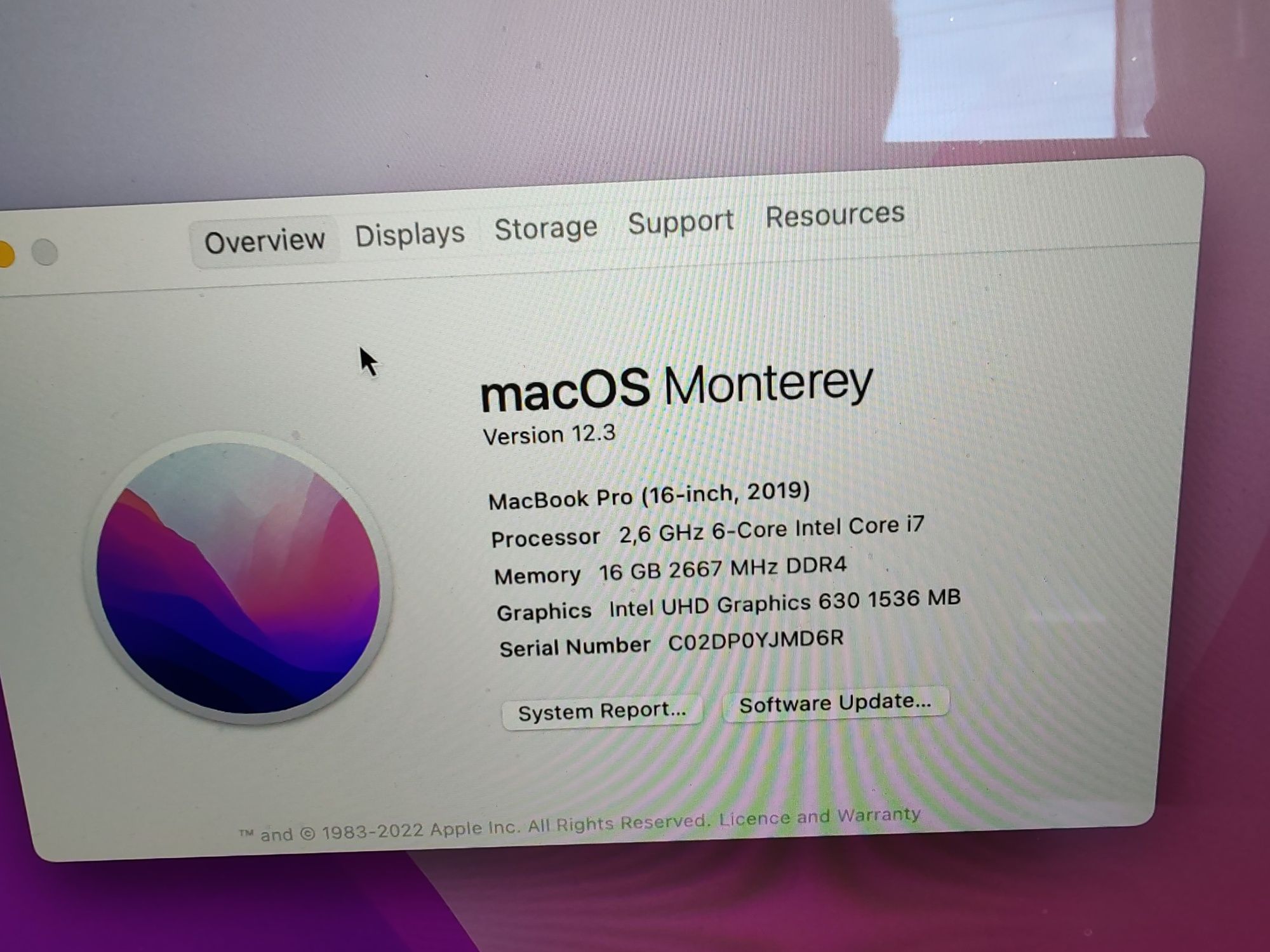 Macbook Pro 2019 16 inch stare foarte bună 16 gb ram SSD 512 Intel i7