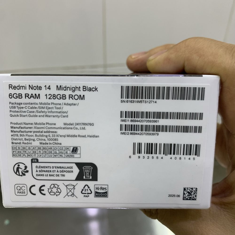 redmi not 14. 6/128. 1 dona qoldi