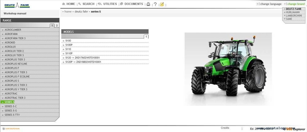 SAME Deutz-Fahr SDF 2017 - Catalog de piese si manuale de reparatii