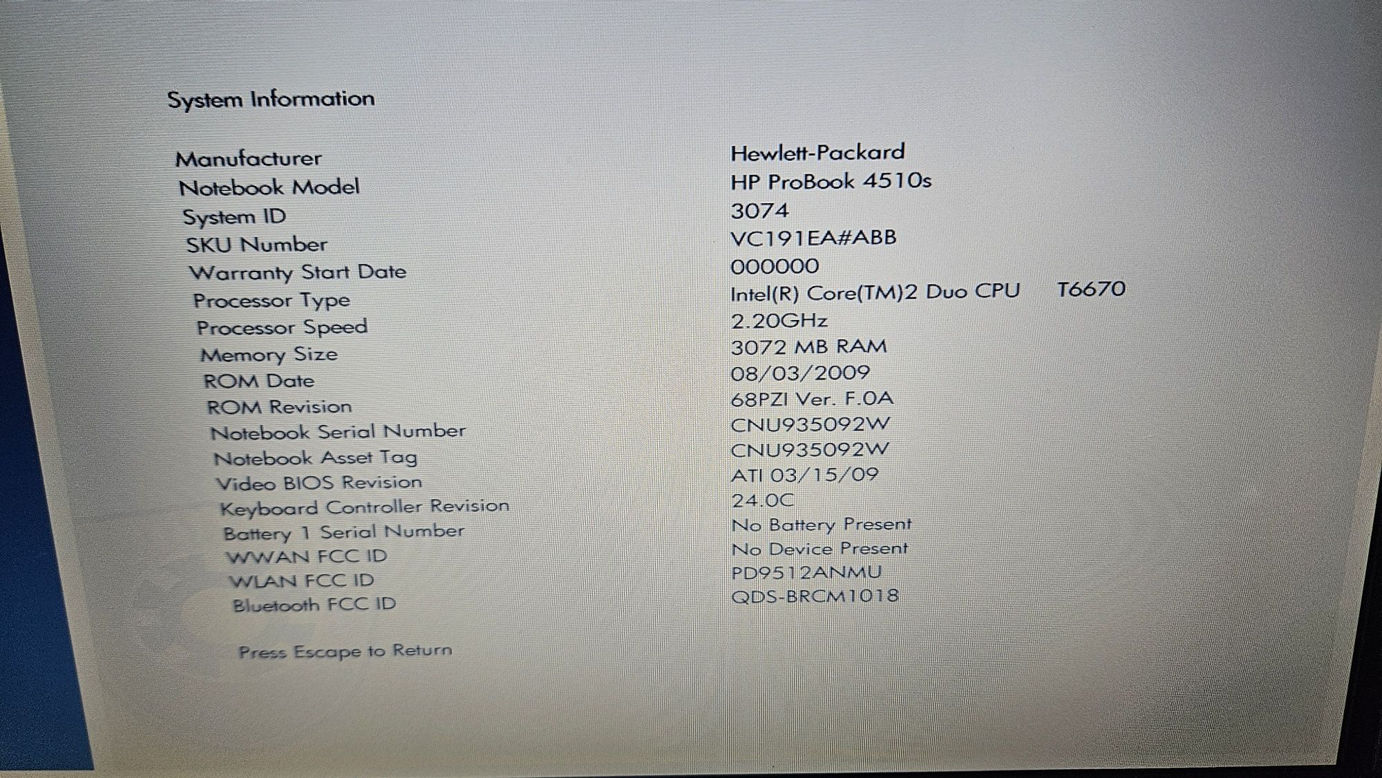 Лаптоп HP ProBook 4510s