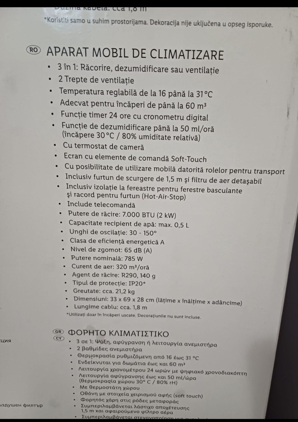 Aparat de aer condiționat portabil cu freon silvercrest