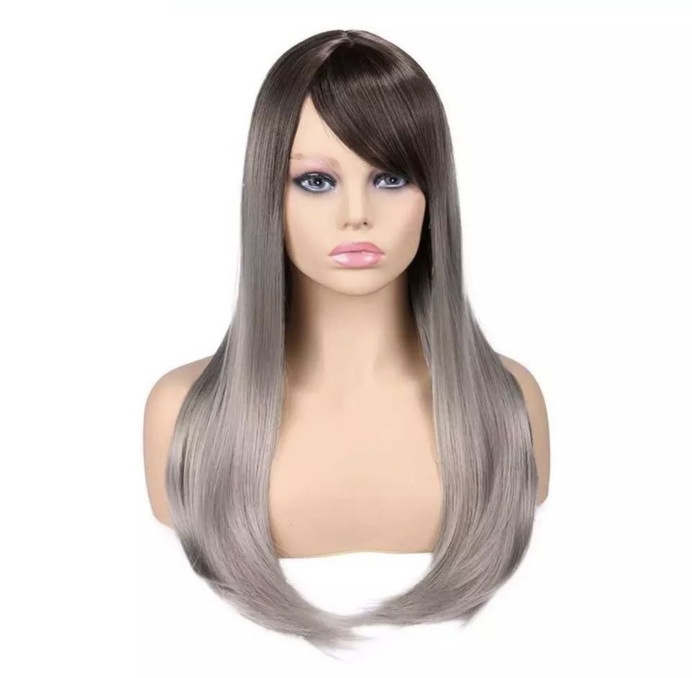 Peruca T12 Blonda Ombre Breton Blond Platinat Gri Mov Satena