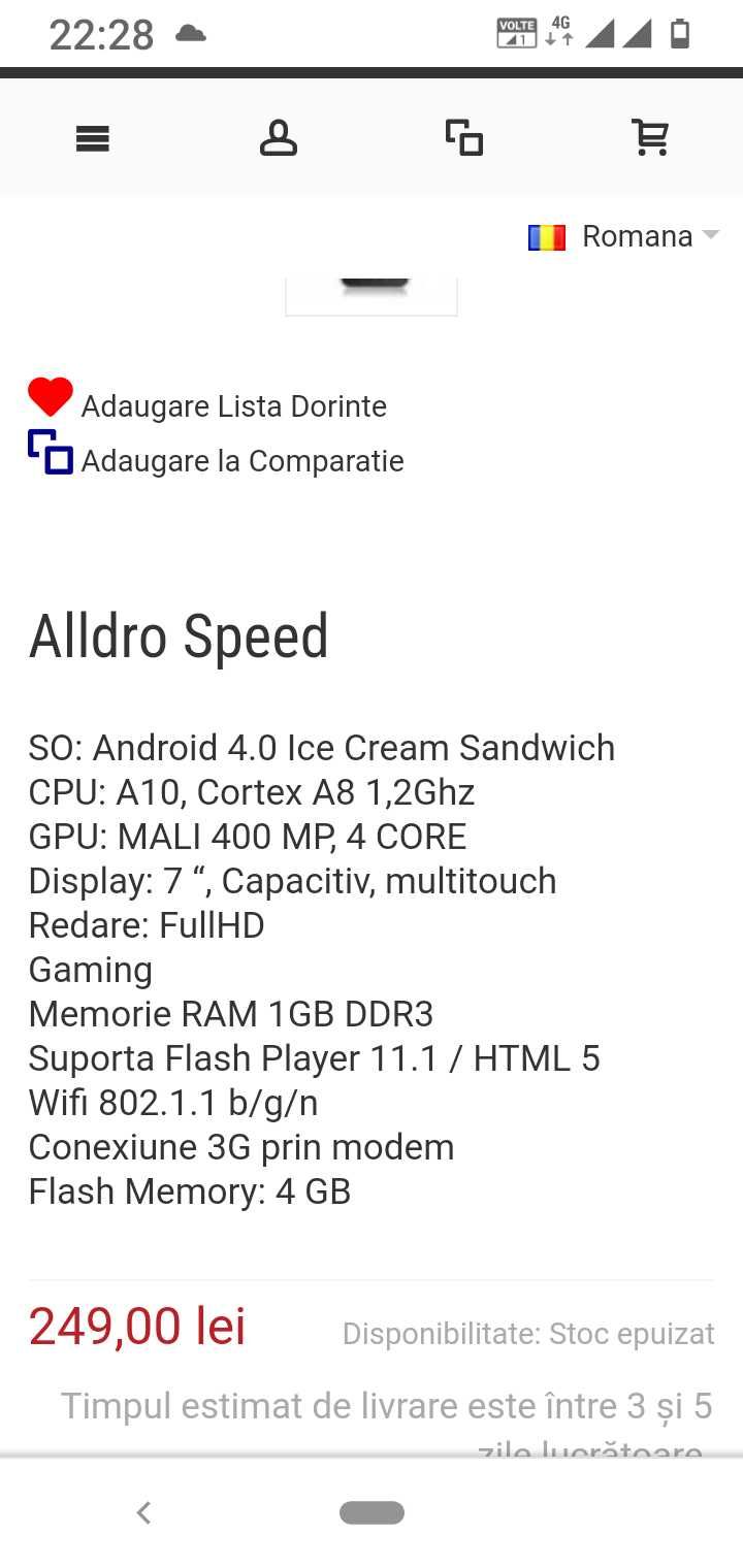 Tabletă Allview alldro speed pentru piese sau rabla