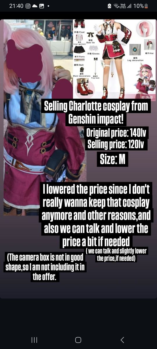 Charlotte Cosplay (Genshin Impact)