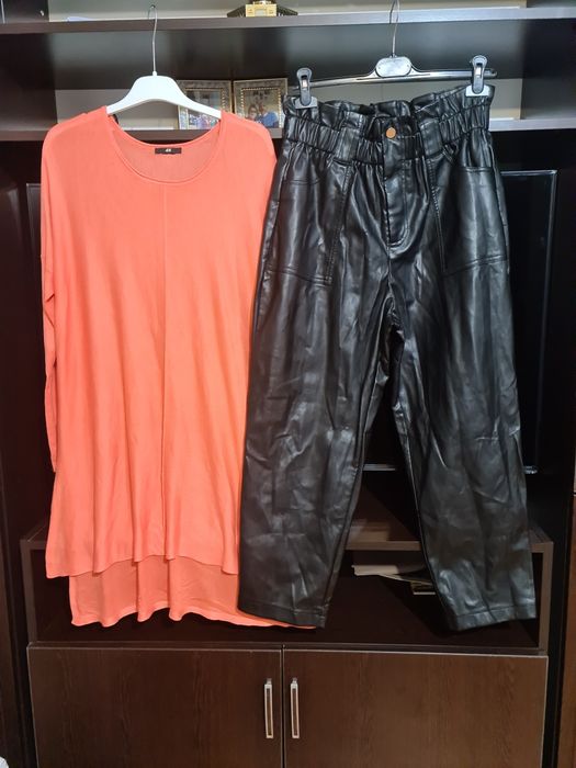 Дамски лот кожен пантолон и туника р-р ХЛ