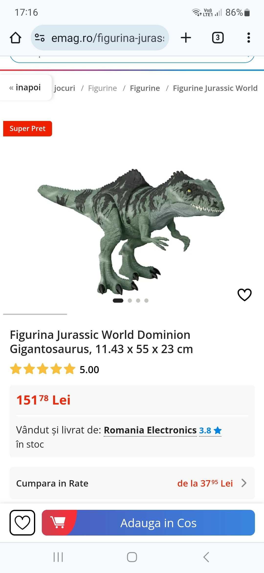 Dinozauri mari cu sunete 50lei buc.Dinozaur TRex care merge 50lei.