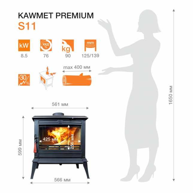Soba fonta + Vermiculit Kawmet Premium S11 - 8.5 kW