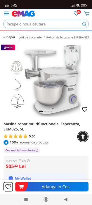 Masina robot multifunctionala, Esperanza, EKM025, 5L