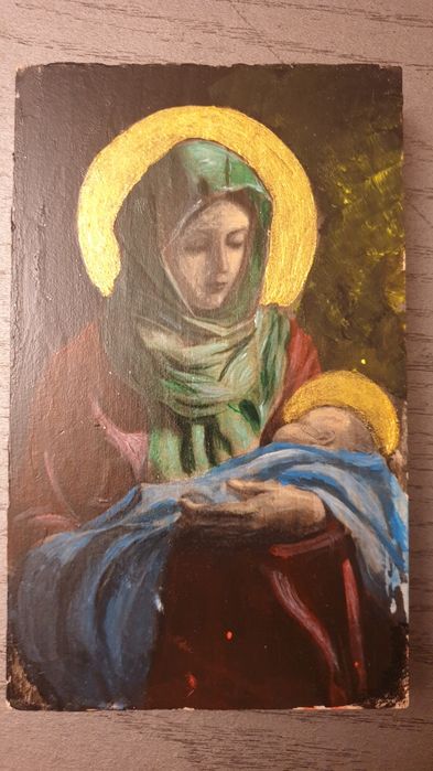 Pictură religioasă lucrată manual