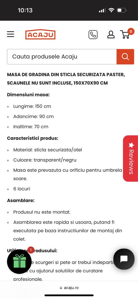 Masa terasa sticla securizata- 12 pers