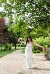 Rochie mireasa alba material satinat