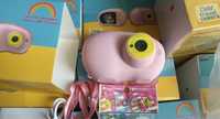 Детски цифрови камери Micoke 1080P видео/каишка/стикери/игри, розови