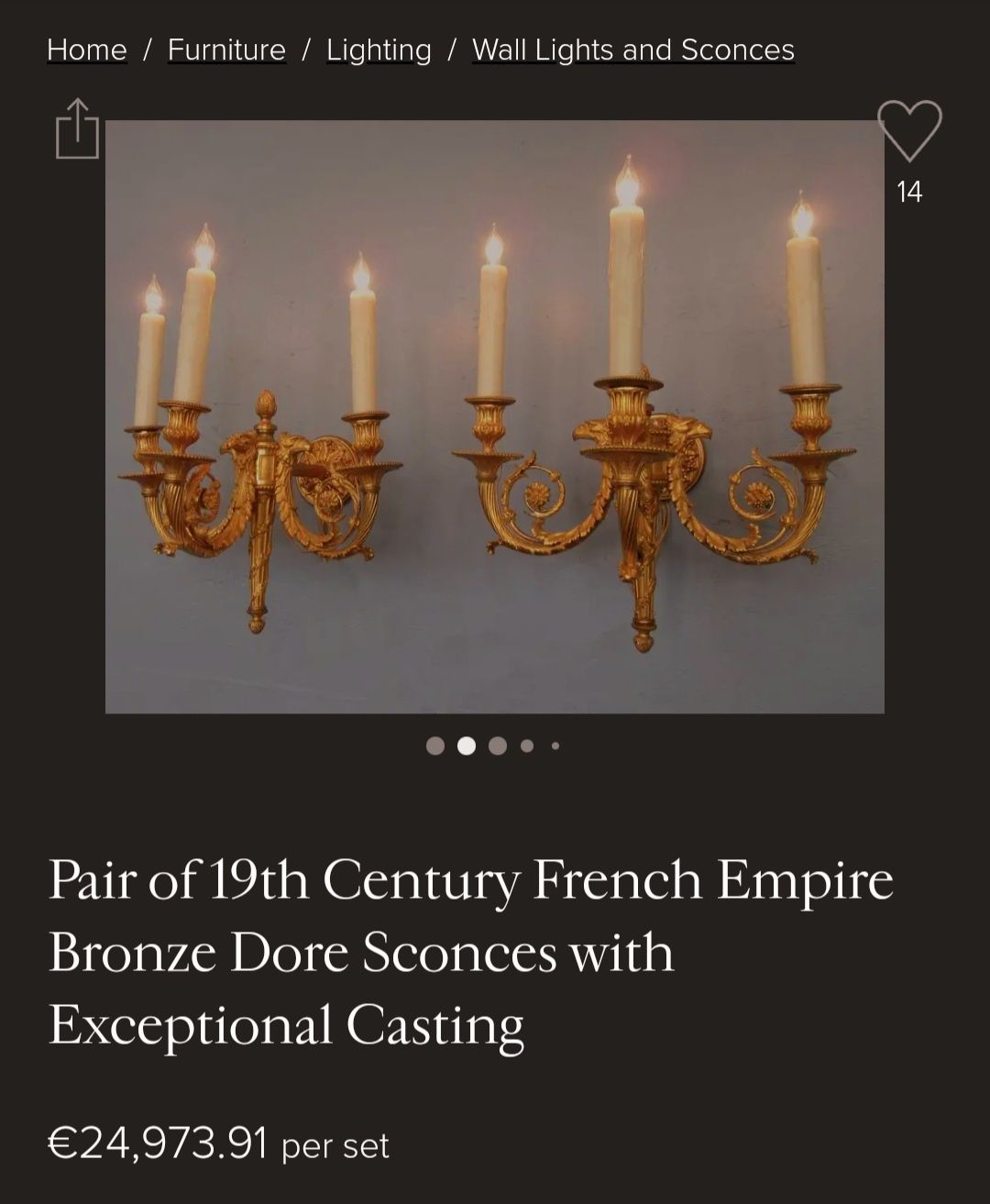 бронзови аплици 1780г. Светлините на Louis XVI.