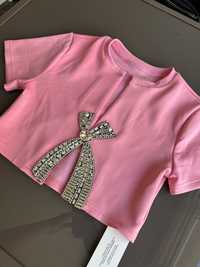 Розова тениска с блестящ мотив