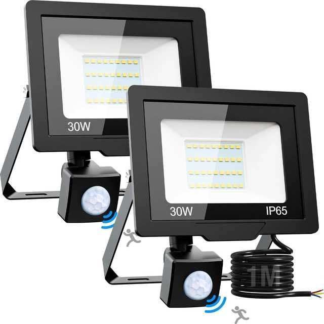 Set 2 buc reflectoare Nipify LED 30W cu senzor de mișcare, 3000 lm