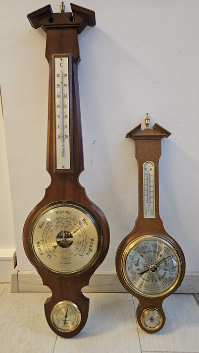 Termometru barometru higrometru vintage lemn masiv