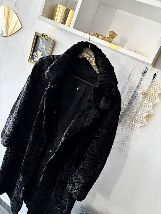 Кожено палто естествен косъм астраган