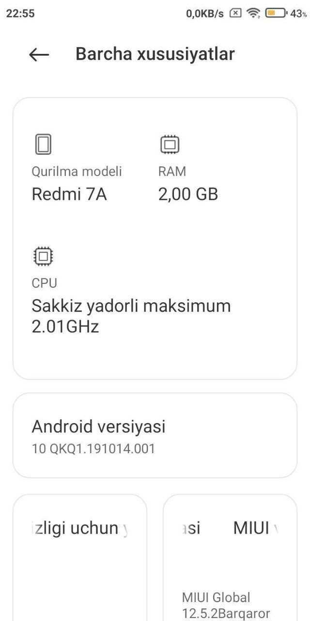 REDMI 7A sotiladi srochna