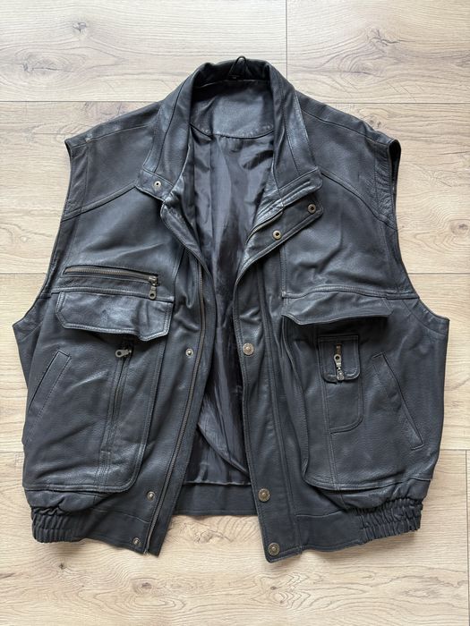 Vesta Piele Naturala cu Buzunare 90s Barbati | Marime XL XXL