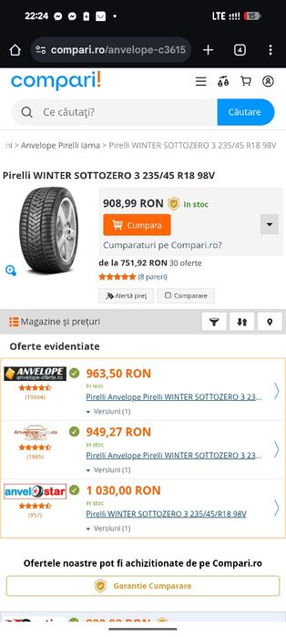 235/45R18  Pirelli iarna 6mm stare foarte buna