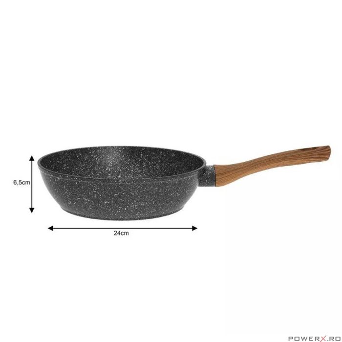 Set 3 tigai, din aluminiu, marmorate, negru, 20 / 24 / 28cm, Klausberg