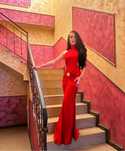 Rochie rosie lunga