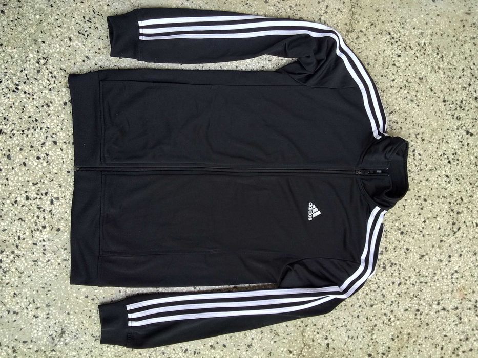 Дамско спортно горнище Adidas Three Stripe Full Zip, черно, размер S