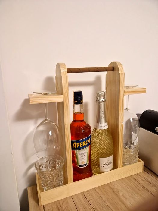 Suport sticla vin și pahare