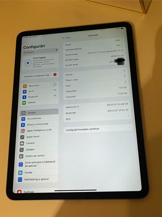 Ipad pro 11" gen4(2022) 128gb wifi