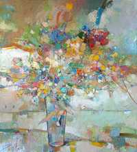 Картина маслени бои на платно "Вътрешно съществуващи цветя", 90х100 см