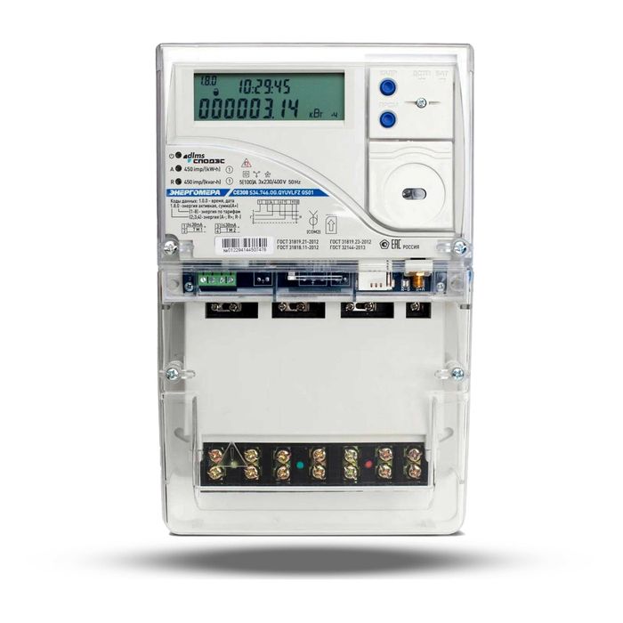 Трёхфазный счётчик Энергомера СЕ 308 S34 746 OА.QYUVFLZ SPDS (100 А)